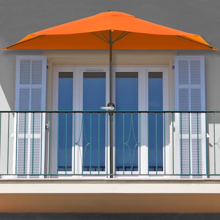 Pure Garden 9ft Half Umbrella with Base, Terracotta 50-LG1054B